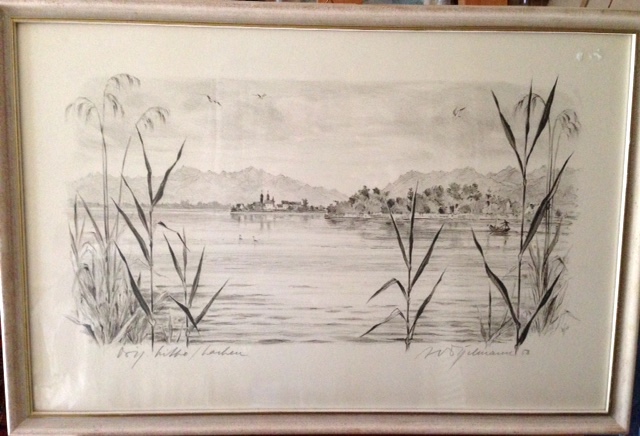Paisaje del Lago con pescador
